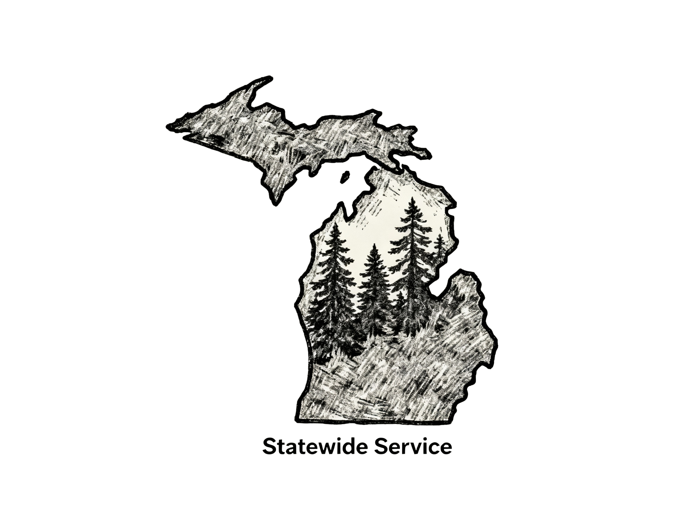 Michigan map showing statewide logging service coverage